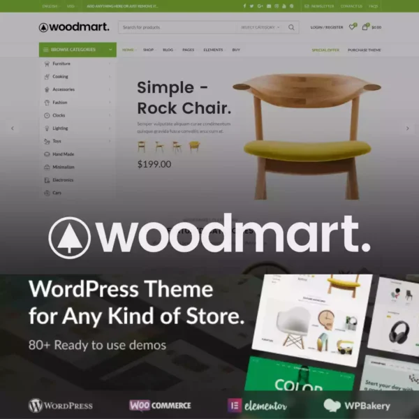 WoodMart is a premium WordPress theme for WooCommerce. It has a modern, clean design that will make your online store look fresh and unique. With the best user experience practice in mind, we built one of the most powerful and customizable themes available for eCommerce.